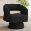 Ridstar Modern Oversized Fabric Teddy Bear Round Swivel Accent Chair with Arms-Black - 2 of 4