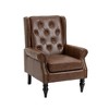 TOAOTBNBO  Leather Accent Chair with Solid Wooden Legs, Mid-Century Armchair for Lounge Upholstered Reading Chair with Comfy Cushion - 2 of 4