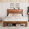 CAVINAS Queen/King Bed Frame,Wood Bed Frame with Storage LED Headboard and 2 USB,Large Under Bed Storage,Platform Bed No Box Spring Required - 2 of 4