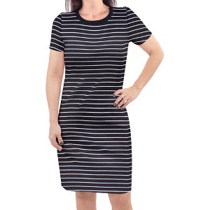 Touched by Nature Womens Organic Cotton Short-Sleeve Dress, Black Stripe - 1 of 1