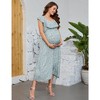 Women Maternity Summer Spring Casual V Neck Boho Sundress Ruffle Cap Sleeveless Flowy Maxi Dress Baby Shower - 3 of 4