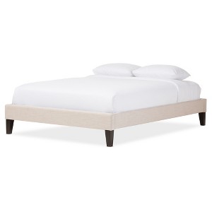 Baxton Studio Full Lancashire Modern and Contemporary Linen Fabric Upholstered Bed Frame with Tapered Legs Beige: Rubberwood & MDF Construction - 1 of 4