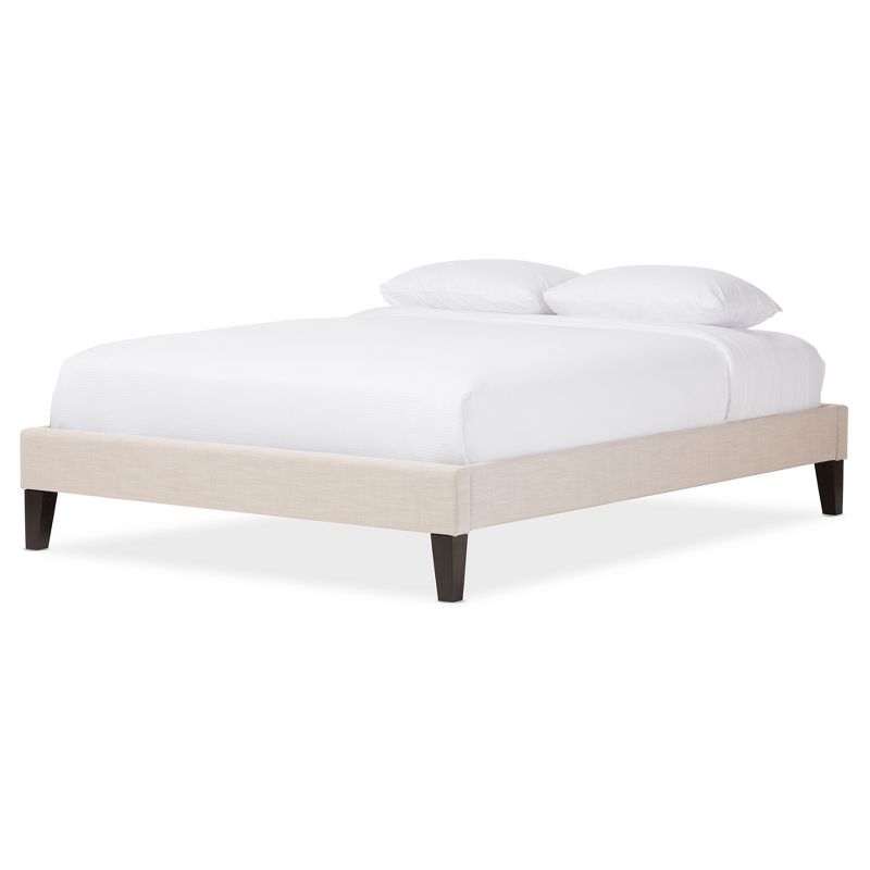 Full Lancashire Modern and Contemporary Linen Fabric Upholstered Bed Frame with Tapered Legs Beige - Baxton Studio, 1 of 6