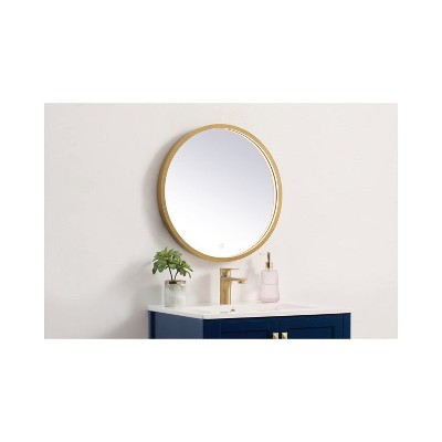 Elegant Brass Round LED Mirror with Aluminum Frame