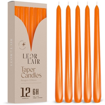 Leor & Lair Taper Candles - 12 Pack - 10" Tall Candlesticks for Dinner, Home Decor, Holiday, Wedding
