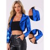INSPIRE CHIC Women's Long Sleeve Lapel Crop Shiny Party Metallic Jacket - 2 of 4