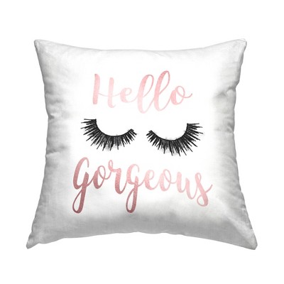 Stupell Industries Hello Gorgeous Black Eyelashes Typography Printed Pillow 18 X 18 Target