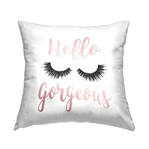 Stupell Industries Hello Gorgeous Black Eyelashes Typography Printed Pillow, 18 x 18 - 1 of 3