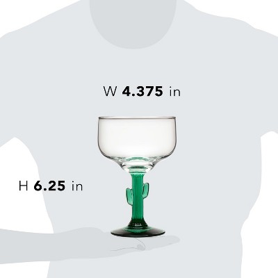 Libbey Green Stem Cactus Margarita Glasses, Set of 4