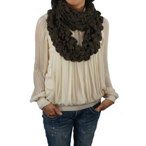 K-Cliff Ruffle Infinity Loop Women Neck Warmer Knitted Soft Stretchy Scarf Circle Knit Winter Fashion Wrap Scarves - 1 of 3