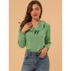 Allegra K Women's 1950s Vintage Ruffle Neck Long Sleeve Dots Chiffon Blouse - 2 of 4