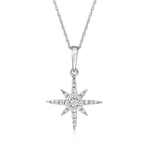 Ross-Simons 0.25 ct. t.w. Diamond Star Pendant Necklace in 14kt White Gold - 1 of 3