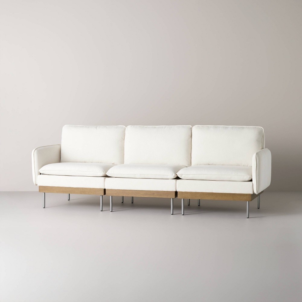 Photos - Sofa 3pc Corduroy Modular  - Cream - Hearth & Hand™ with Magnolia