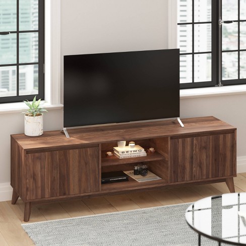 Modern TV Cabinet Stand Unit Wooden Media Storage Space Shelves W