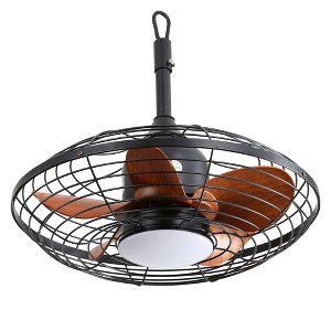 Wanze of Ocean 20 in. Smart Indoor Black ABS Wood Grain Brown Baldes 6-Speed Ceiling Fan with 3-Color LED Light and Remote - 1 of 4
