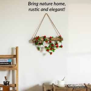 Uniquewise 15" Natural Wooden Log Hanging Wall Decor - Rustic Farmhouse Accent for Entryway Living Room - 1 of 4
