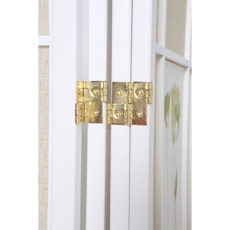 Legacy Decor Floral Accented Screen Room Divider with Wood Frame and Shoji Paper, 3 of 5