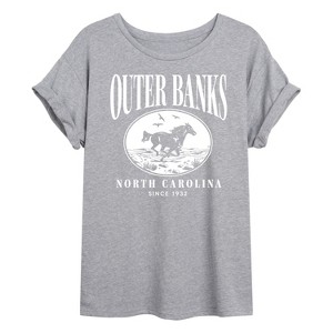 Women's - Instant Message - Outer Banks Running Horse Oversized Graphic T-Shirt - 1 of 4