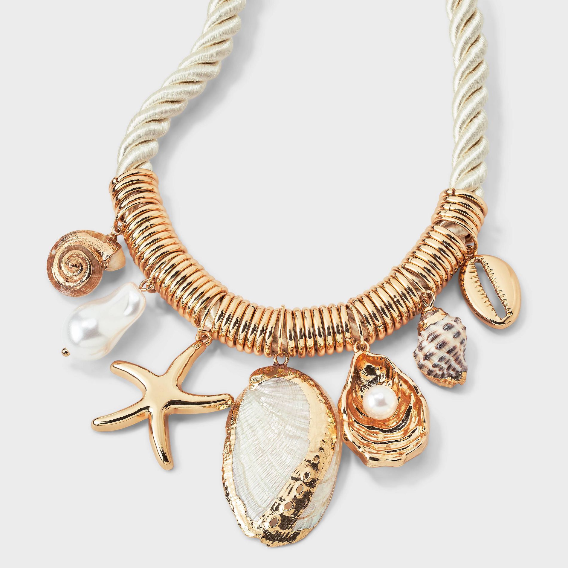 Nautical Cord Necklace with Shells - A New Day™ Gold