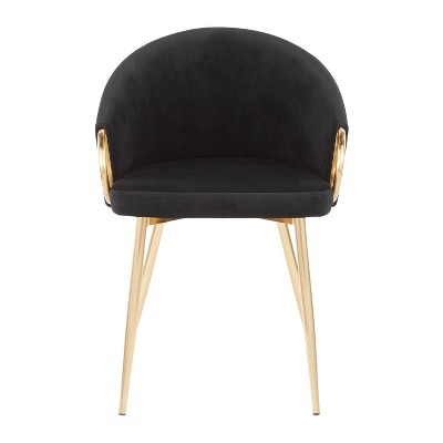 Elegant Black Velvet and Gold Metal Contemporary Dining Chair