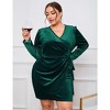 WhizMax Women's Plus Size Dress Velvet Dress Long Sleeve Party Dress Sexy Wrap V Neck Wrap Bodycon Dress for Cocktail - 3 of 4