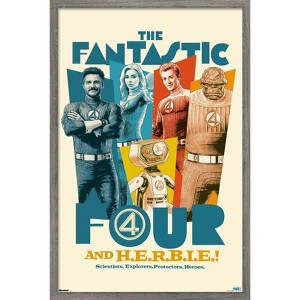 Trends International Marvel Fantastic Four: First Steps (2025) - F4 And H.E.R.B.I.E. Framed Wall Poster Prints - 1 of 4