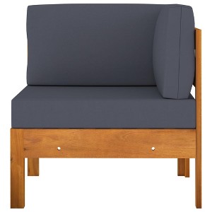 vidaXL Corner Facing L-Shaped Outdoor Corner Sofa, Solid Acacia Wood in Teak Look, Dark Gray, 24.8" x 24.8" x 23.6" - 1 of 4