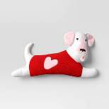 Valentine's Day Dog Shaped Throw Pillow White/Pink - Room Essentials™