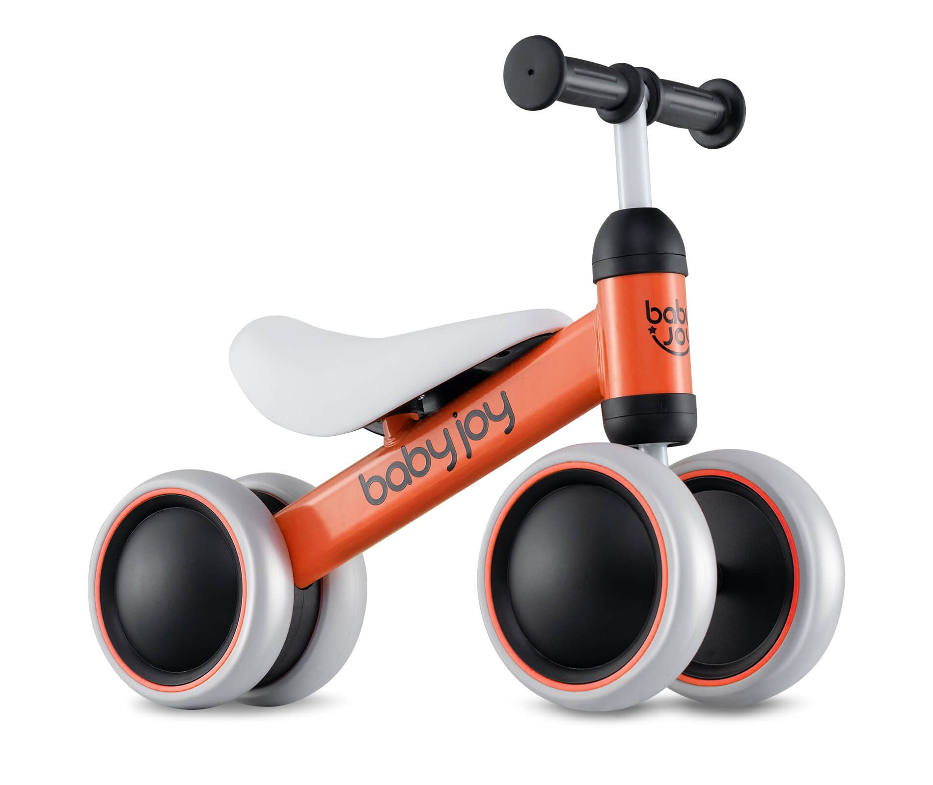 Babyjoy 4 Wheels Baby Balance Bike for 2 Years Old Boys Girls with Soft Seat Ride On Toy Orange