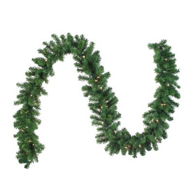 Northlight 9' x 10" Prelit Oak Creek Pine Green Artificial Christmas Garland - Clear Lights