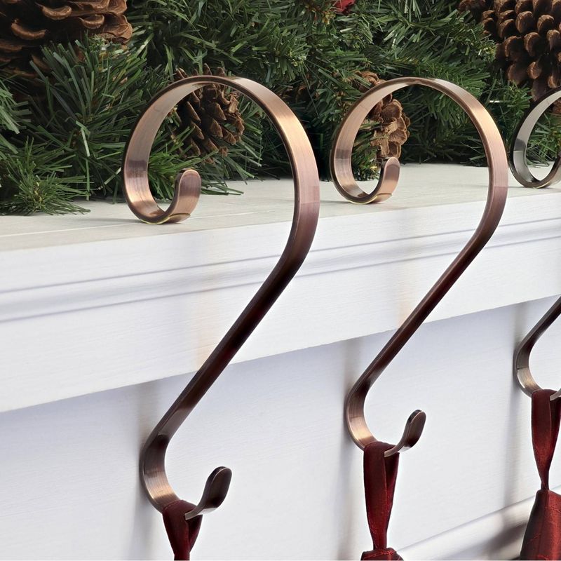 Haute Decor 2ct Scroll Christmas Stocking Holder Brushed Copper, 4 of 5