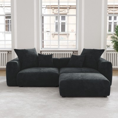 WJShome Modular Sectional Sofa Couch,Corduroy 102" LoveSofa,L Shape Sofa,Convertible Couches with 4 Pillows,Cushion Covers Removable