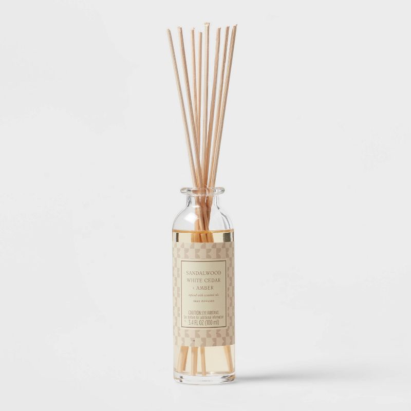 100ml Reed Diffuser with Cork Lid Sandalwood White Cedar &#38; Amber Brown - Threshold&#8482;, 4 of 7