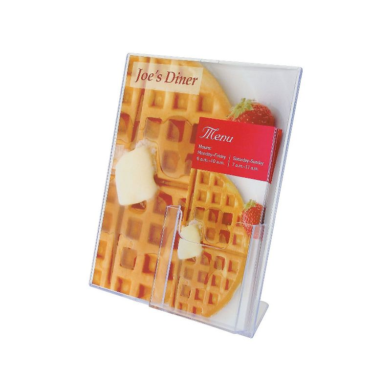 Clear Acrylic Slanted Sign Holder with Literature Pocket