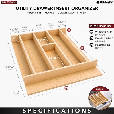 Natural Maple Wood Utensil Drawer Insert with 7 Compartments