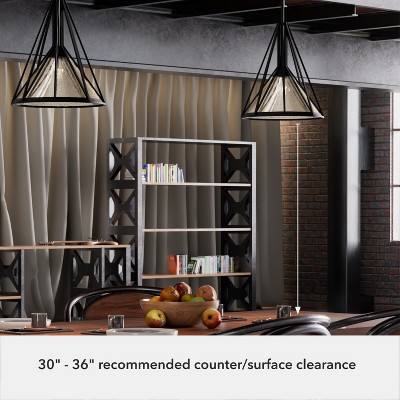 Medium Black Iron Geometric Pendant Light with Mercury Glass