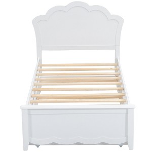 YOOCOZZ Platform Bed with Trundle, Contoured Headboard and Footboard - White - 1 of 4