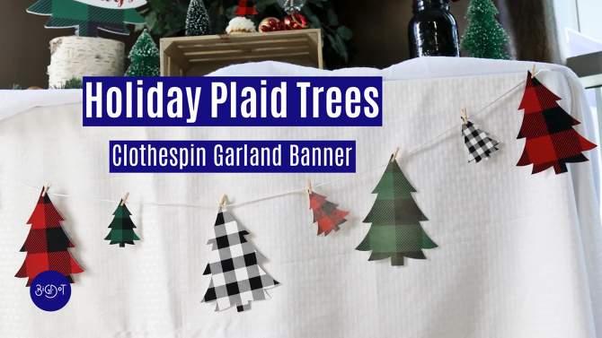 Big Dot of Happiness Holiday Plaid Trees - Buffalo Plaid Christmas Party DIY Decorations - Clothespin Garland Banner - 44 Pc, 2 of 9, play video