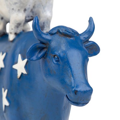 12" Patriotic Stacked Farm Animals Polystone Garden Statue