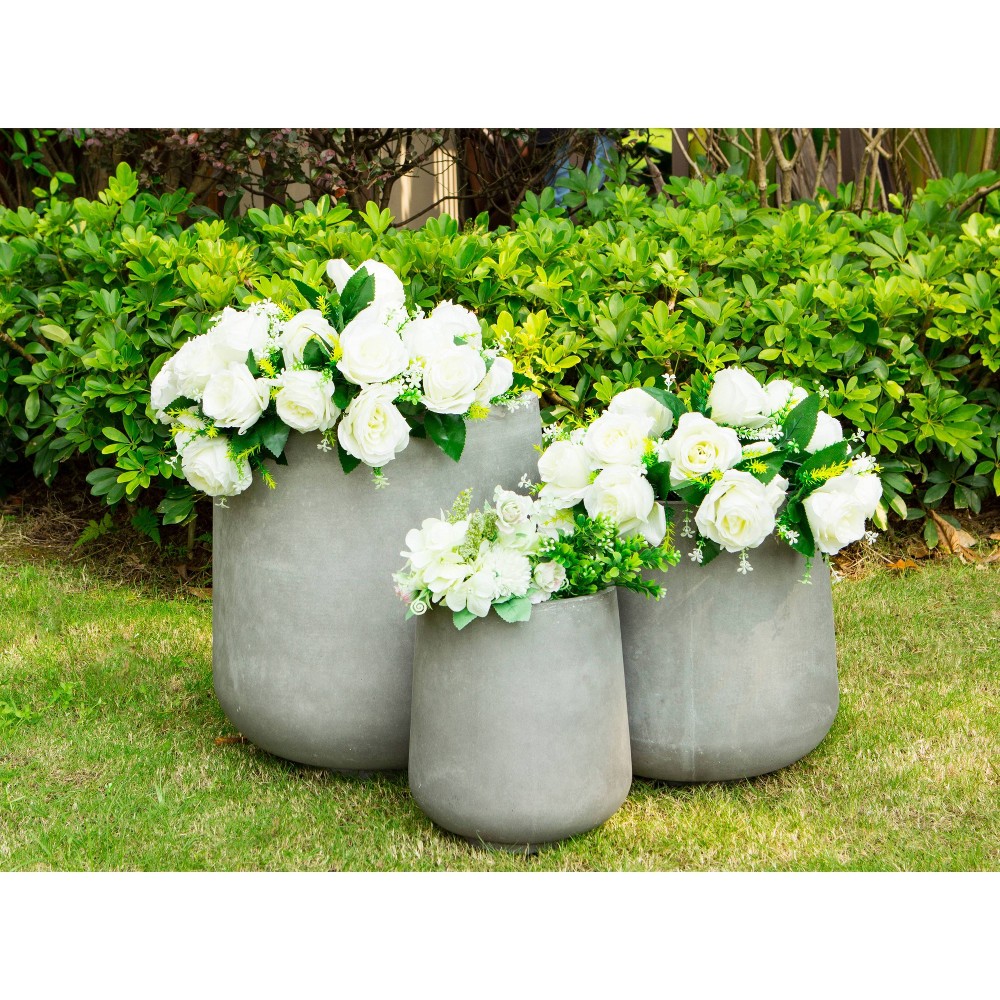 Photos - Flower Pot Kante Set of 3 Lightweight Concrete Footed Tulip Outdoor Planter - Rosemea