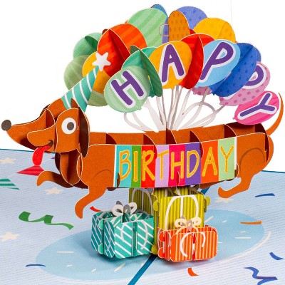 Paper Love 3D Dog Pop Up Birthday Card, For Adults and Kids | 5" x 7" Cover - Includes Envelope and Note Tag