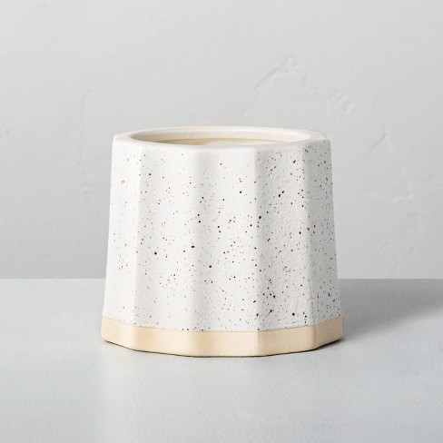 Wide Fluted Speckled Ceramic Pampas Jar Candle Tonal Cream 11oz - Hearth & Hand™ with Magnolia - image 1 of 3
