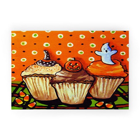 Renie Britenbucher Halloween Cupcakes  Looped Vinyl Welcome Mat - Society6 - image 1 of 4