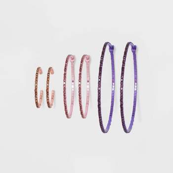 Anodized Crystal Trio Hoop Earring Set 3pc - Wild Fable™