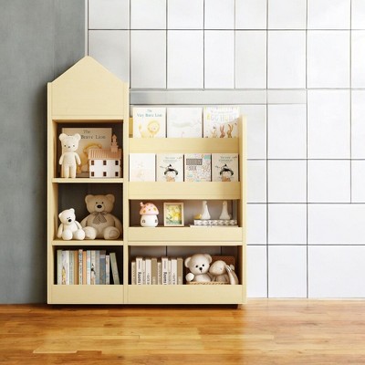 Alilang 31.50 Inch Kids Wooden Bookshelf with Toy Storage and Multi-Tier Design - Wood