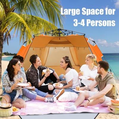 Orange 4-Person Pop-Up Beach Tent with Carry Bag