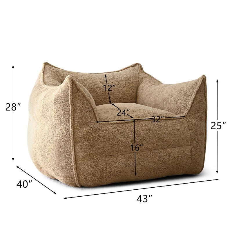 Boring Boucle Bean Bag Sofa,Upholstered Double Bean Bag Chair,Bean Bag Couch For Adults and Kids-The Pop Maison, 4 of 10