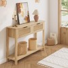 43.3inch Farmhouse Wood Entryway Table with 2 Drawers and Storage,2 Tier Console Table  for Living Room,Entryway - 4 of 4
