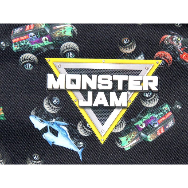 Monster Jam Trucks Dragon Zombie Grave Digger Megalodon All Over Print Backpack Black, 6 of 8