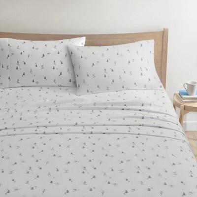 Twin XL Gray Cotton Flannel Winter Bedding Set